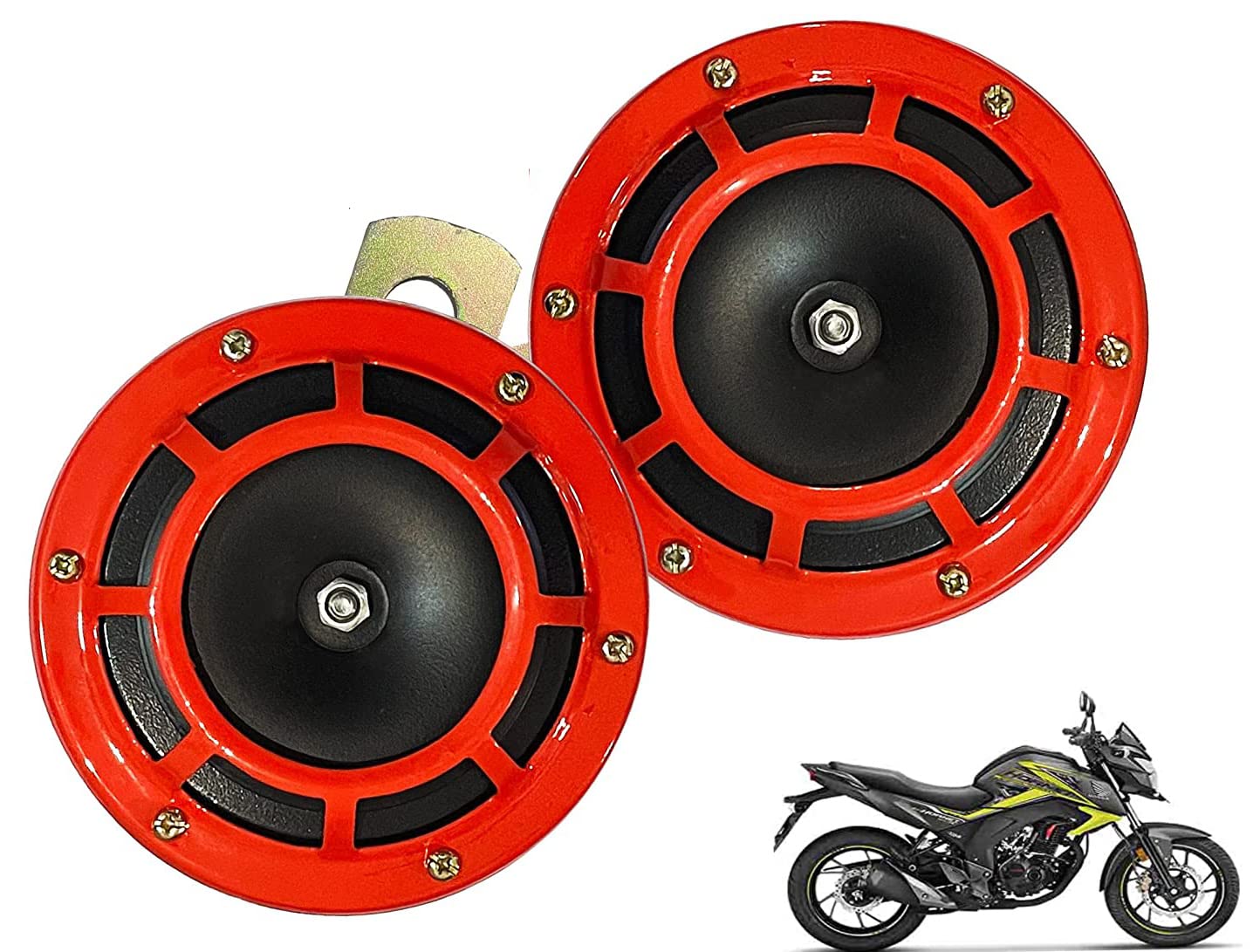 ATIF� RED HORN Shape Car windtone Horn Compatible with HONDA BIKE HORNS (Pack of 2 Horn, Black)