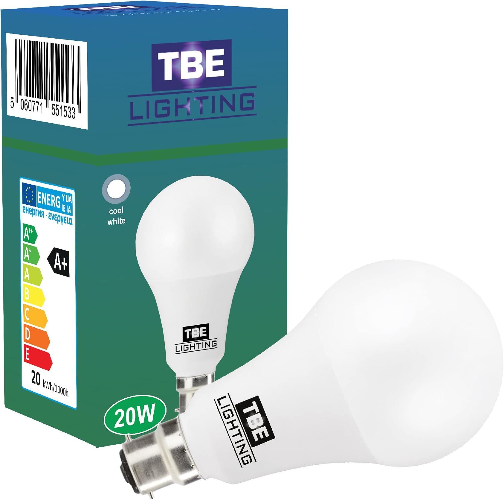 20W LED A80 Bulb - B22 Standard Bayonet Fitting, 150w Equivalent Non-Dimmable Energy Saving LED A80 Bulb, 1800 Lumen Output, 20,000Hrs Life Expectancy (4000K Cool White)