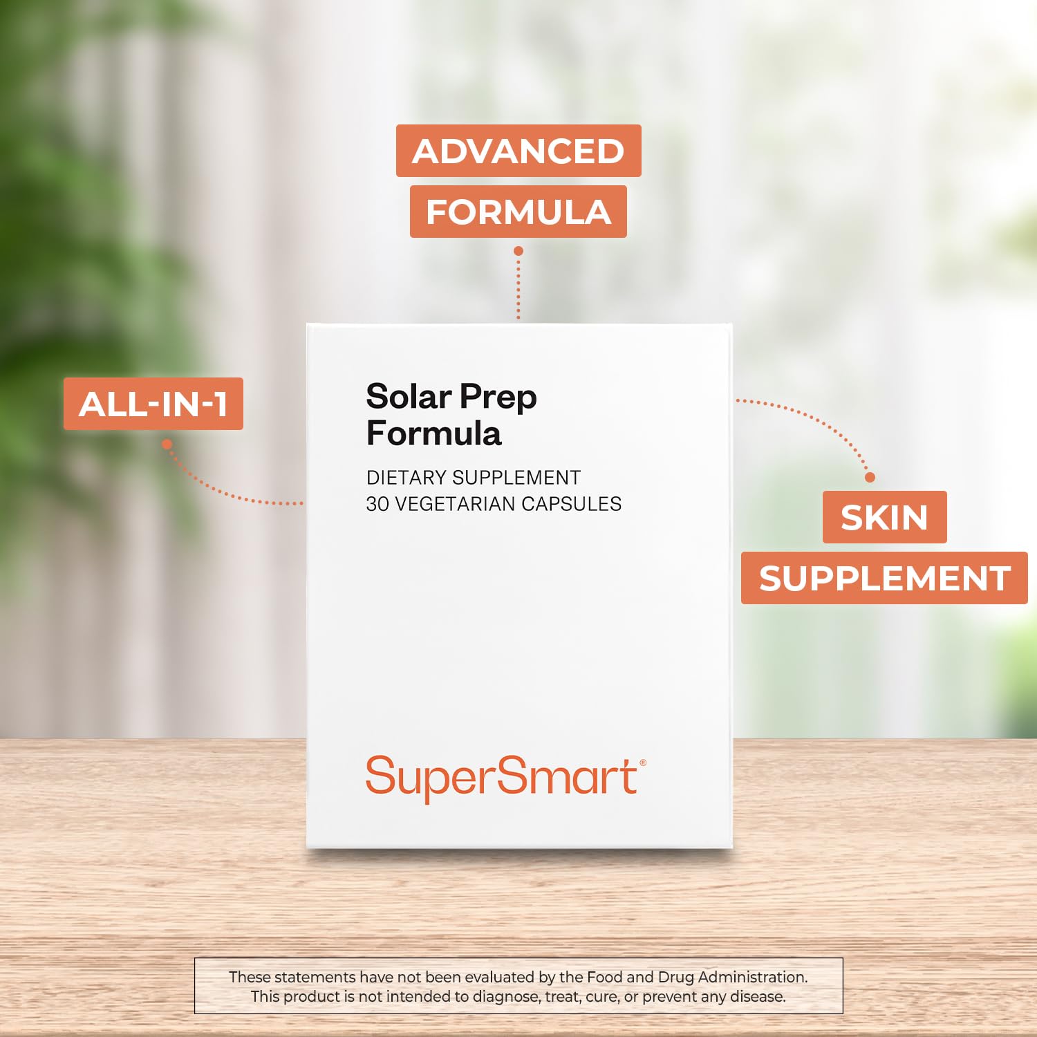 Supersmart Solar Prep Formula (Advanced Formula) - with Beta Carotene, Biotin - Skin Supplement | Gluten Free & Vegetarian Friendly - 30 Capsules — Amazon image 2