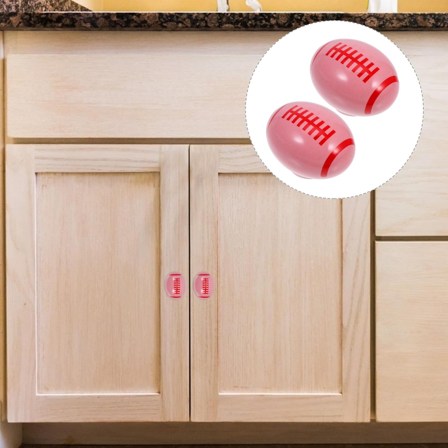 2pcs Cute Rugby Ceramic Drawer Pulls for Boy Girl Room Adorable Cartoon Handles for Dresser Cupboard Wardrobe Unique Decorative Knobs for Boy Girl Furniture