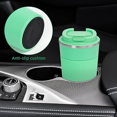 Miniatura 5 de Taza de café de viaje a prueba de derrames, a prueba de fugas, taza de café aislada de 12 onzas con tapa de rosca, vaso de acero inoxidable al