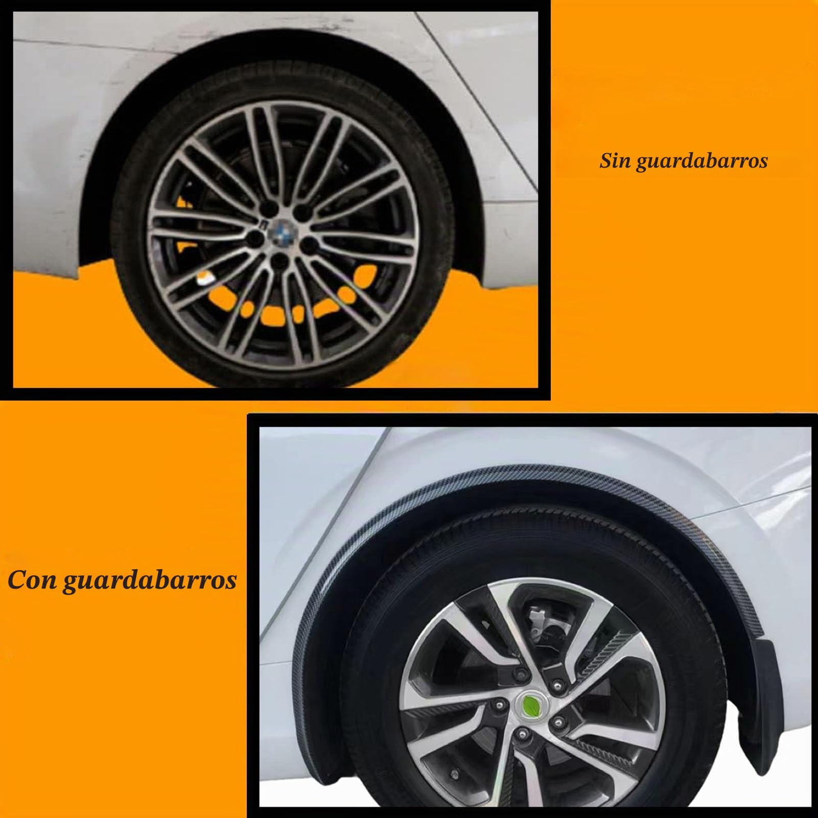 Guardabarros Universales de 1,5m Ruedas de Coche Extensión de Guardabarros Moldura Bengalas Tira de Ajuste de Ceja de Neumático Automático para Protector y Decoración, Fibra de Carbon, 4 Pz