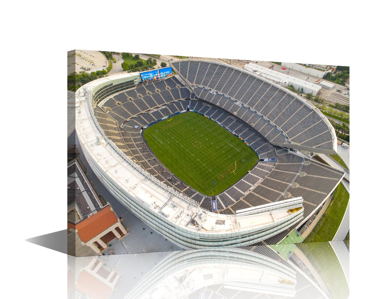 TISHIRON Rugby Field Canvas Wall Art for Bedroom Living Room Soldier Field Chicago Modern Decor USA Sports Painting Pictures Wall Decor Stadium Painting Wall Art Framed House Artwork(18" Wx12 H)