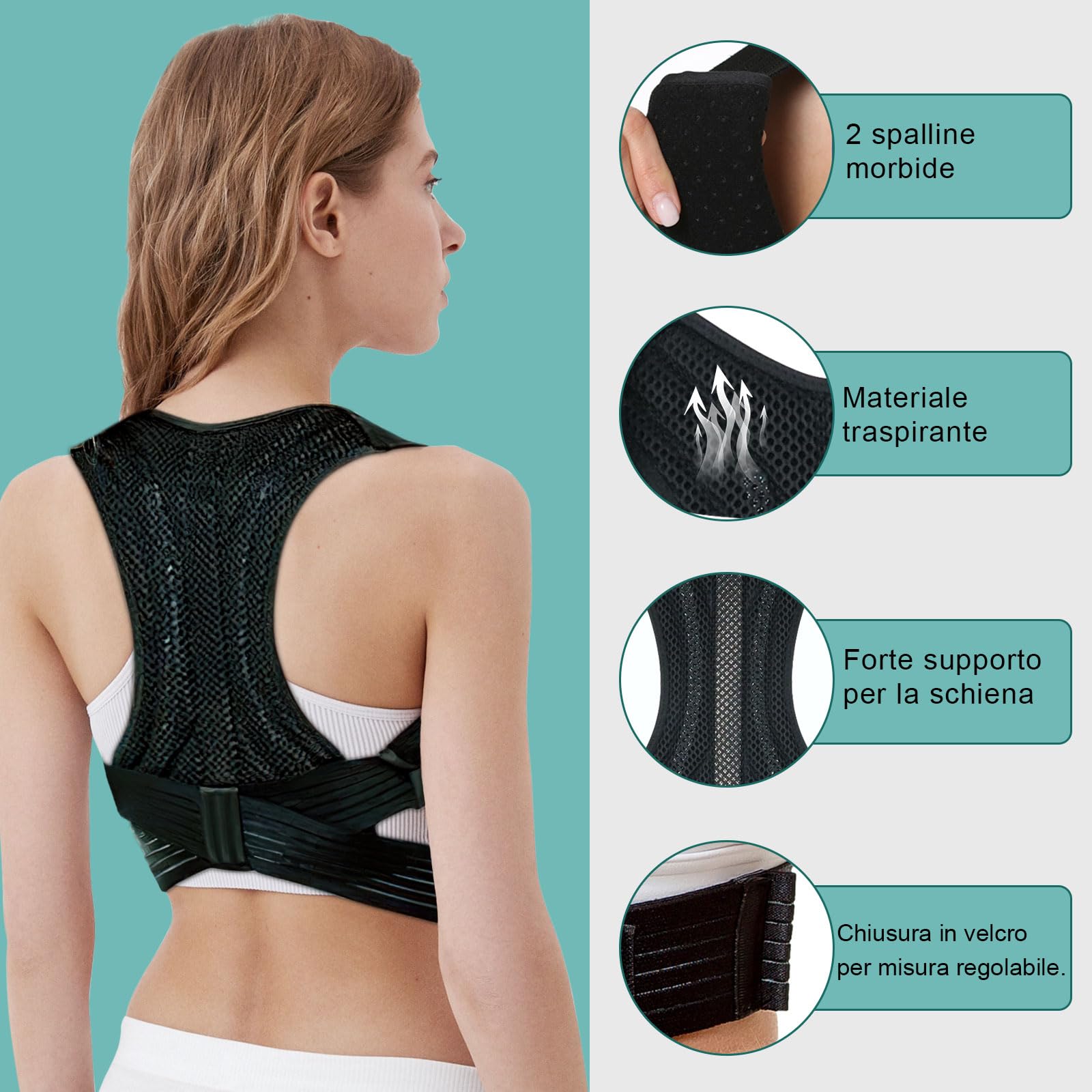 Fascia Correttore Postura Spalle Schiena: Supporto Lombare Uomo Donna - Busto Posturale Dritta Cintura Tutore Elastica - Cervicale Dritte Sostegno Ortopedico Raddrizza Spalla Fasce Collo Posture (L)