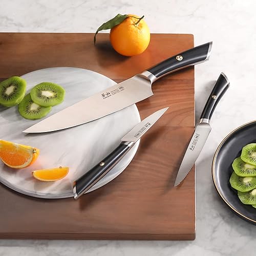Miniatura 5 de Cangshan ELBERT Series - Juego de cuchillos de arranque forjados de acero alemán (negro, 3 piezas)