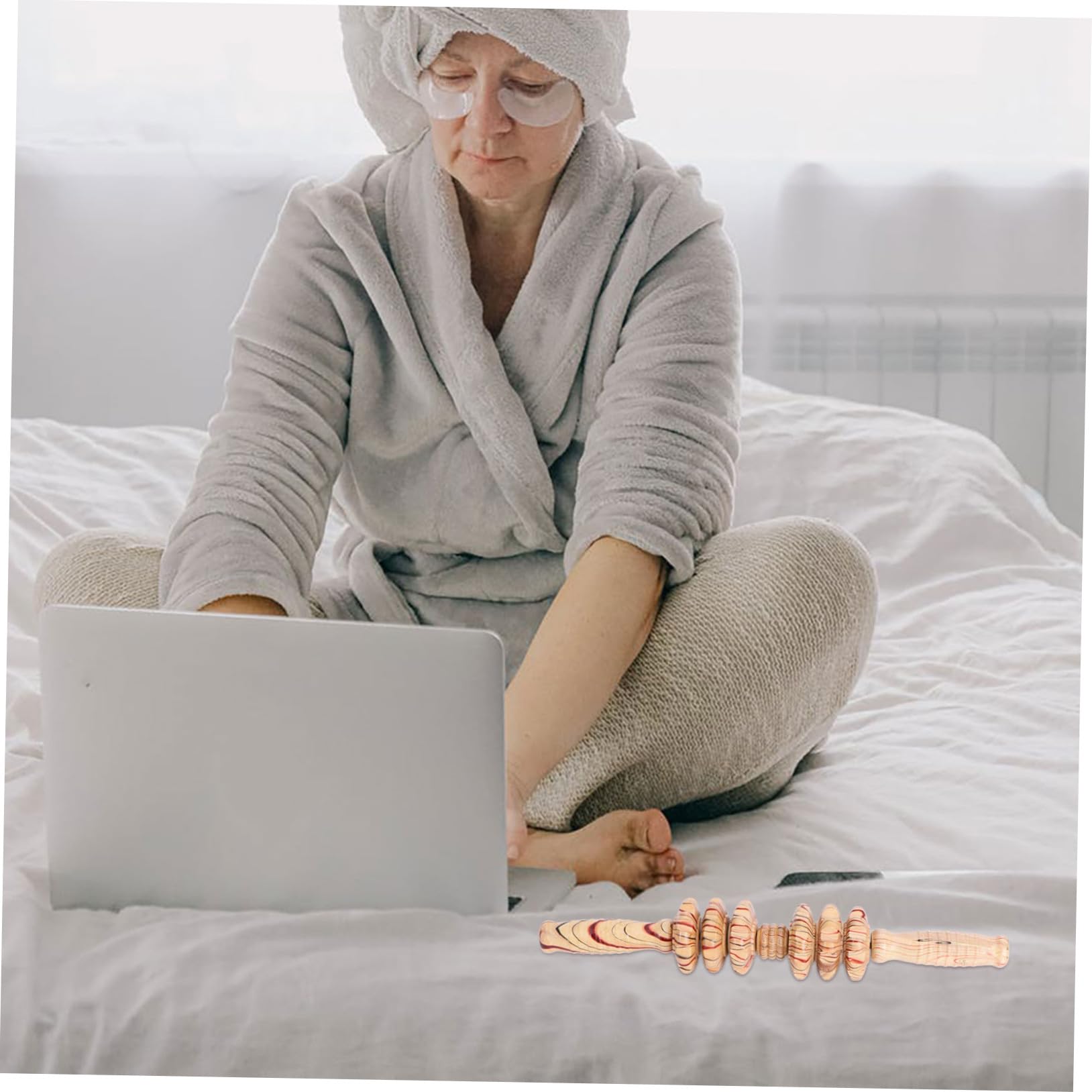 Masajeador Abdominal de Madera 2 Piezas 9 Rodillos, Masaje Manual, Estimulación Muscular y Circulación Linfática, Adecuado para Relajación Corporal y Cuidado Salud en Casa