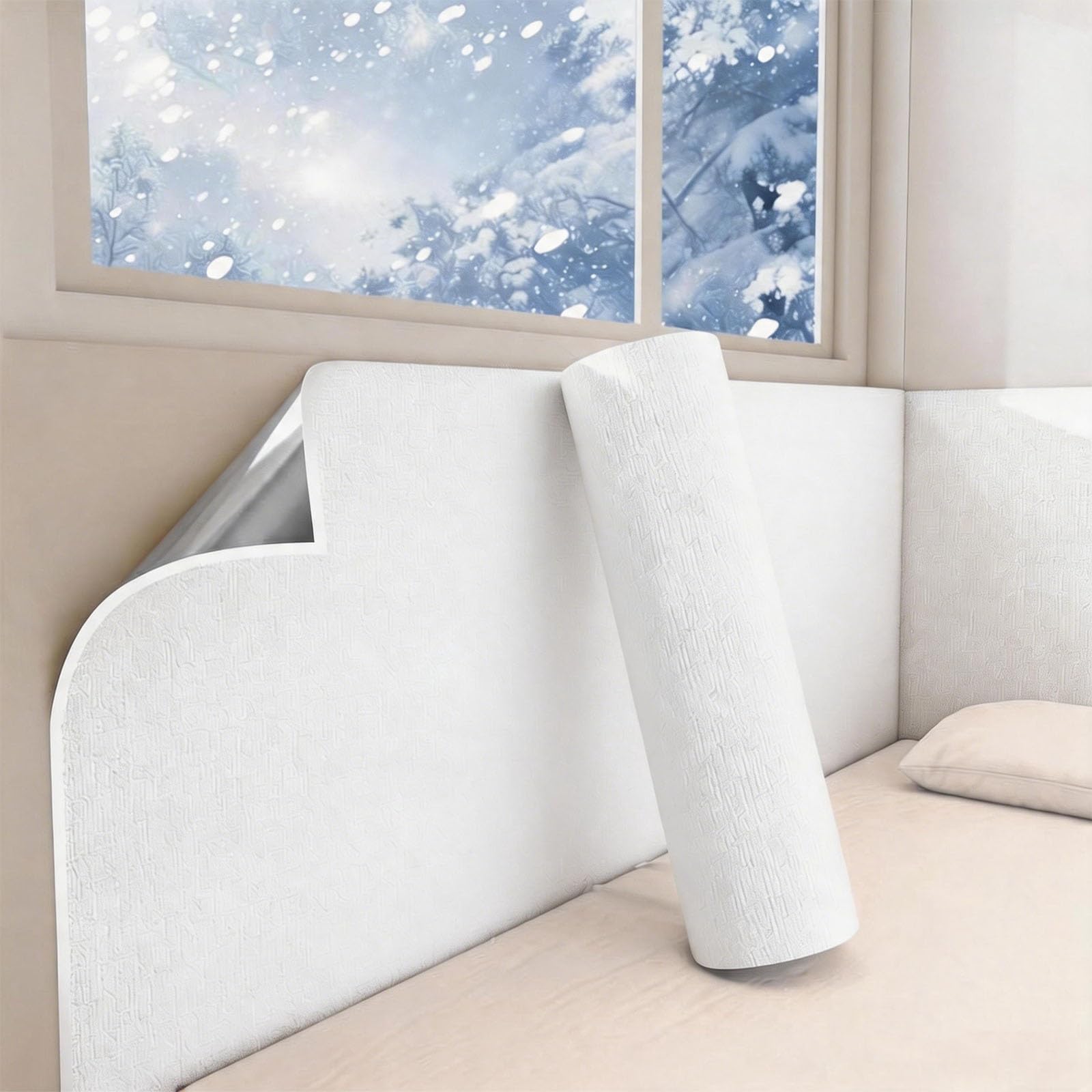 BVCL Self-Adhesive Thermal Insulated Wallpaper, Peel and Stick 5mm 3D Texture Foam Anti-Collision Upholstered, Waterproof Moisture-Proof Wall Sticker(White,50cmx5m)