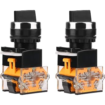 WANGCL 2PCS Rotary Switch 22mm Round Dial Waterproof Rotary Selector Switch 2 Positions NC + NO Self-Locking