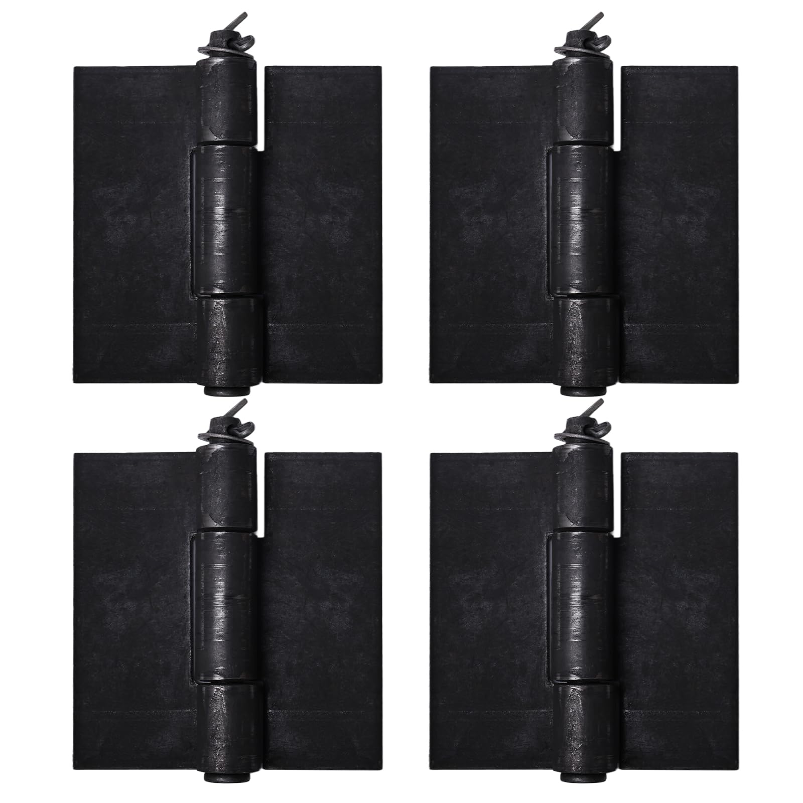 Storystore Black Door Hinges 4 Pcs 110 x 105 mm, Matt Steel Heavy Duty Weldable Folding Metal Weld On Butt Hinges, Corrosion and Rust Resistant Trailer Hinge for Gate Garage Trailer Doors