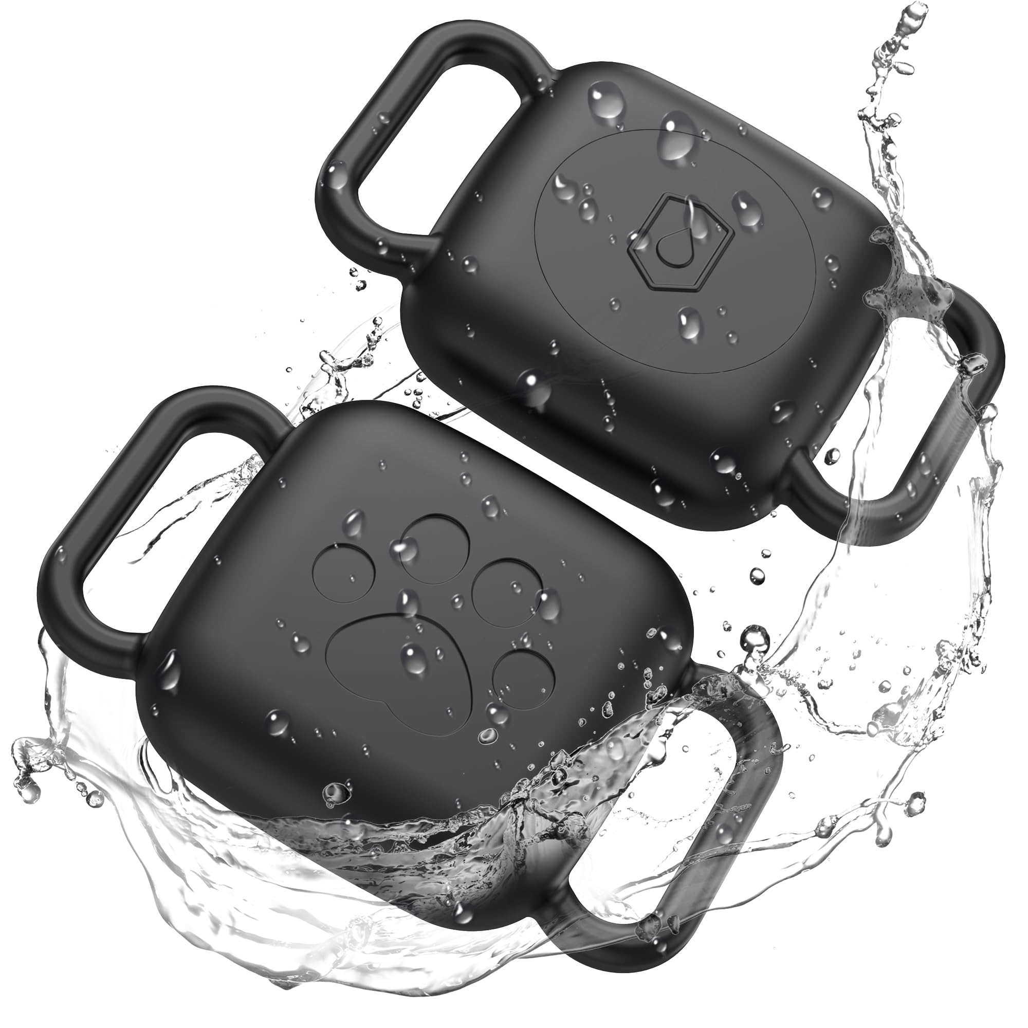 Dog Collar Holder for Tile Mate 2024, 2 Pack Waterproof Silicone Case for cat pet Necklace Dropper, Scratch Resistant Dustproof Cover for Tile Tracker,Black/Black