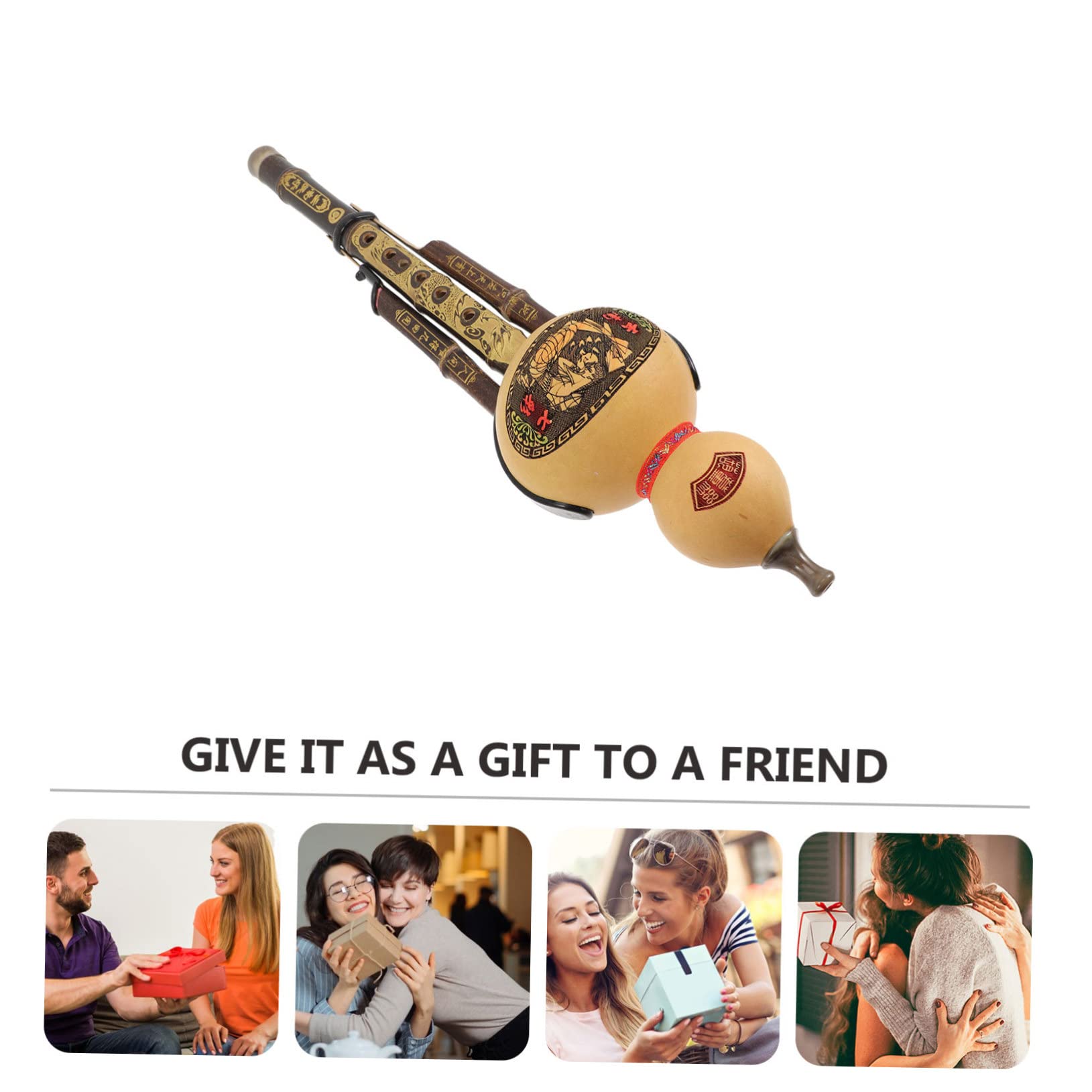 TOYANDONA Chinesischer Hulusi aus Bambus Traditionelles Chinesisches Blasinstrument mit Tiefer D-pfeife für Anfänger und Ethnischer Stil für Musikpraxis