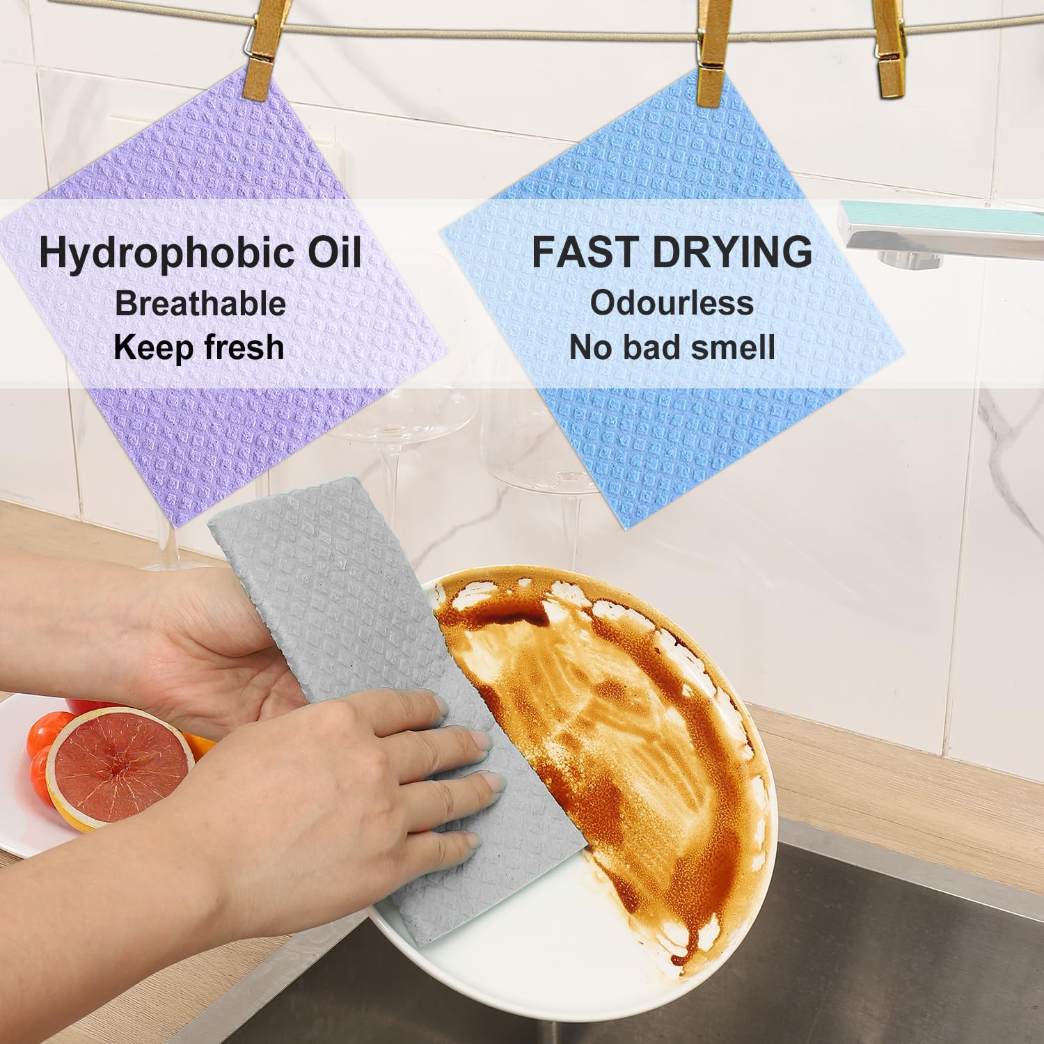 10 Packs Swedish Dishcloths for Kitchen, Reusable Paper Towels Compostable Swedish Dish Clothes for Kitchen and Household Use - Image 3
