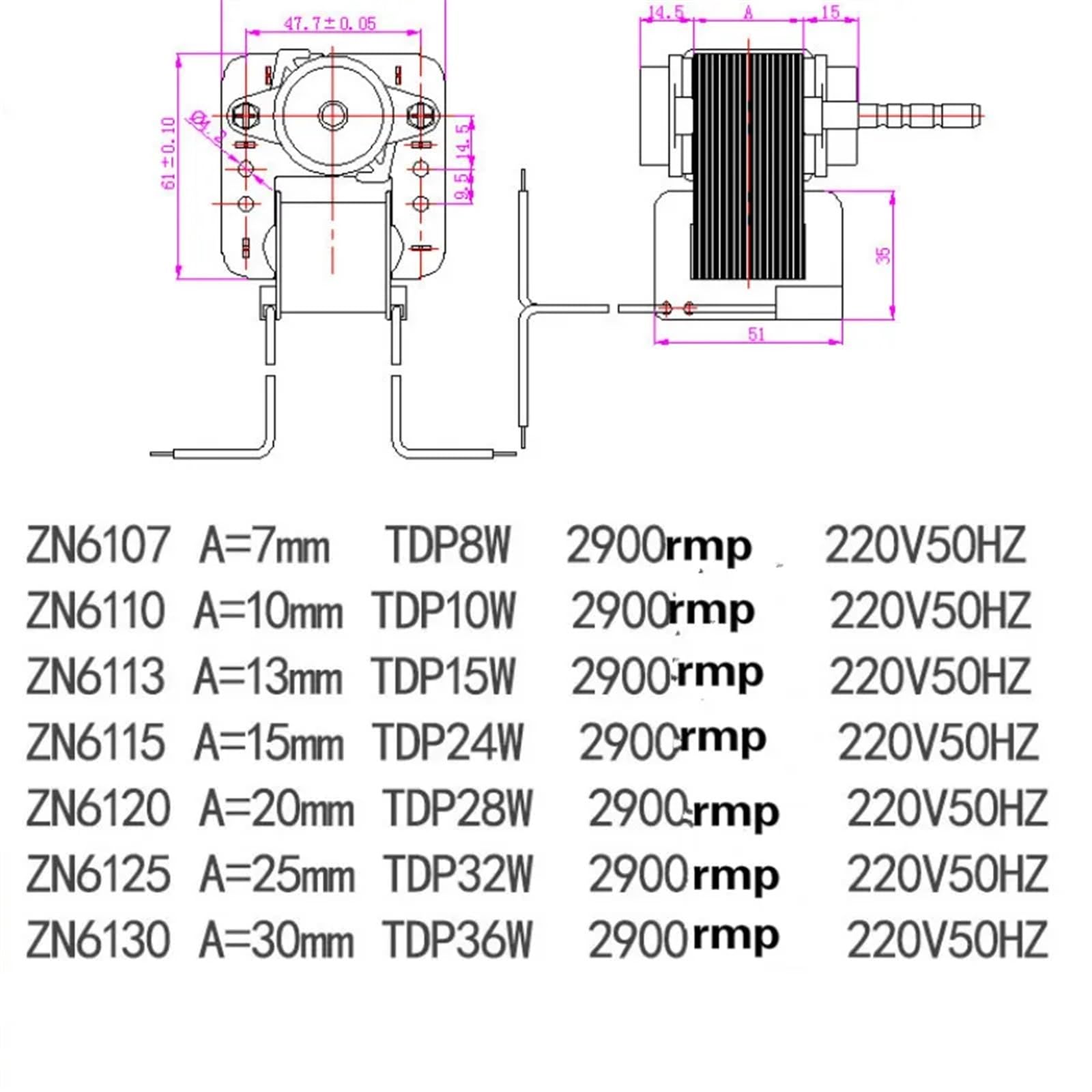 Motor de poste de sombra de 220V CA, 2900RPM, for horno microondas, refrigerador, ventilador de ventilación, Motor asíncrono, diámetro del eje de bajo ruido de 4mm (Size : 6130)