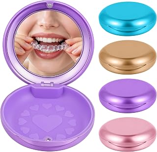 Healifty Purple Retainer Case with Mirror