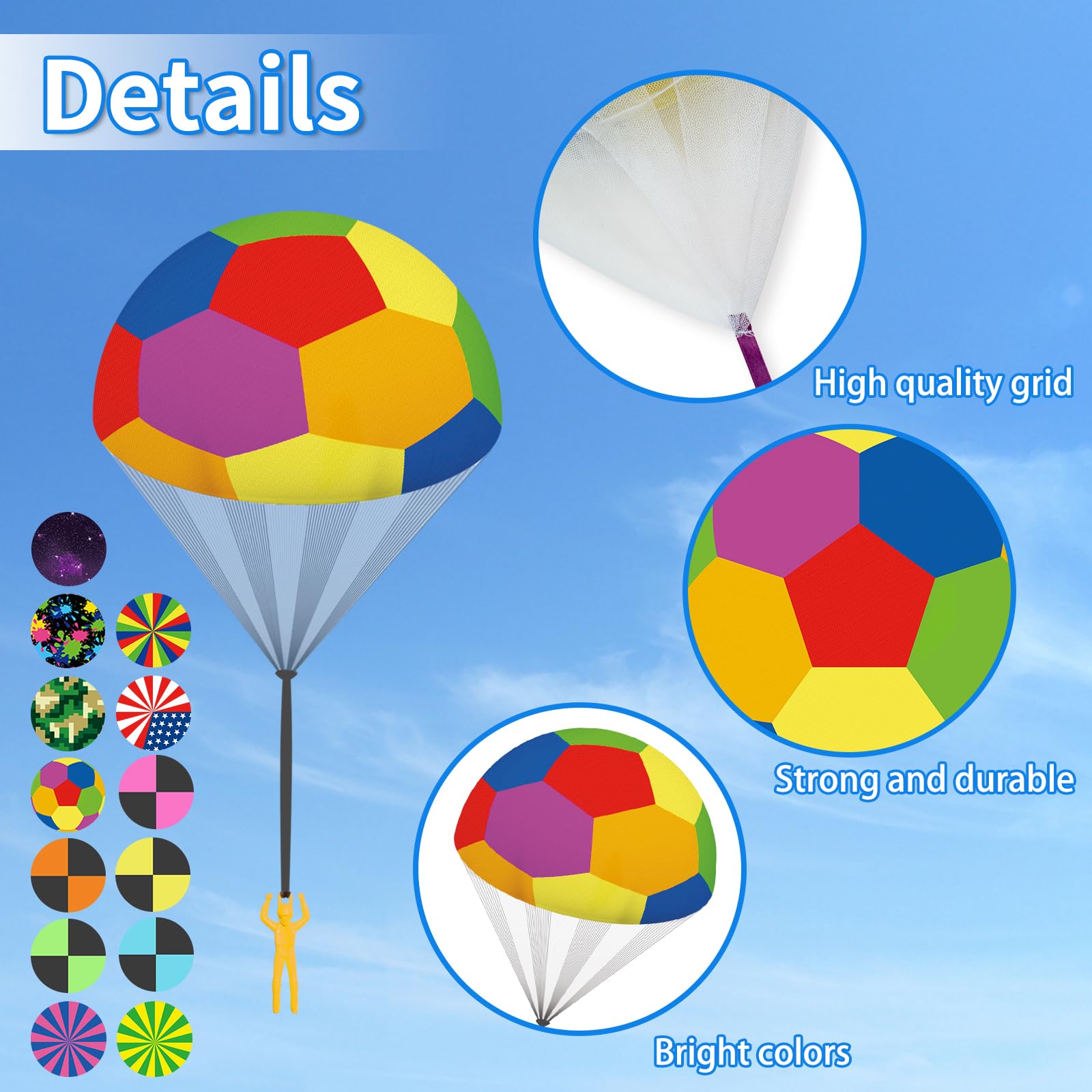 Ynybusi Parachute Toys, Tangle Free Parachute Toy with Small Figures, Outdoor Flying Toys Air Parachute for 3 4 5 6 7 8 Boys Kids Birthday Party Favors (25 Pack)