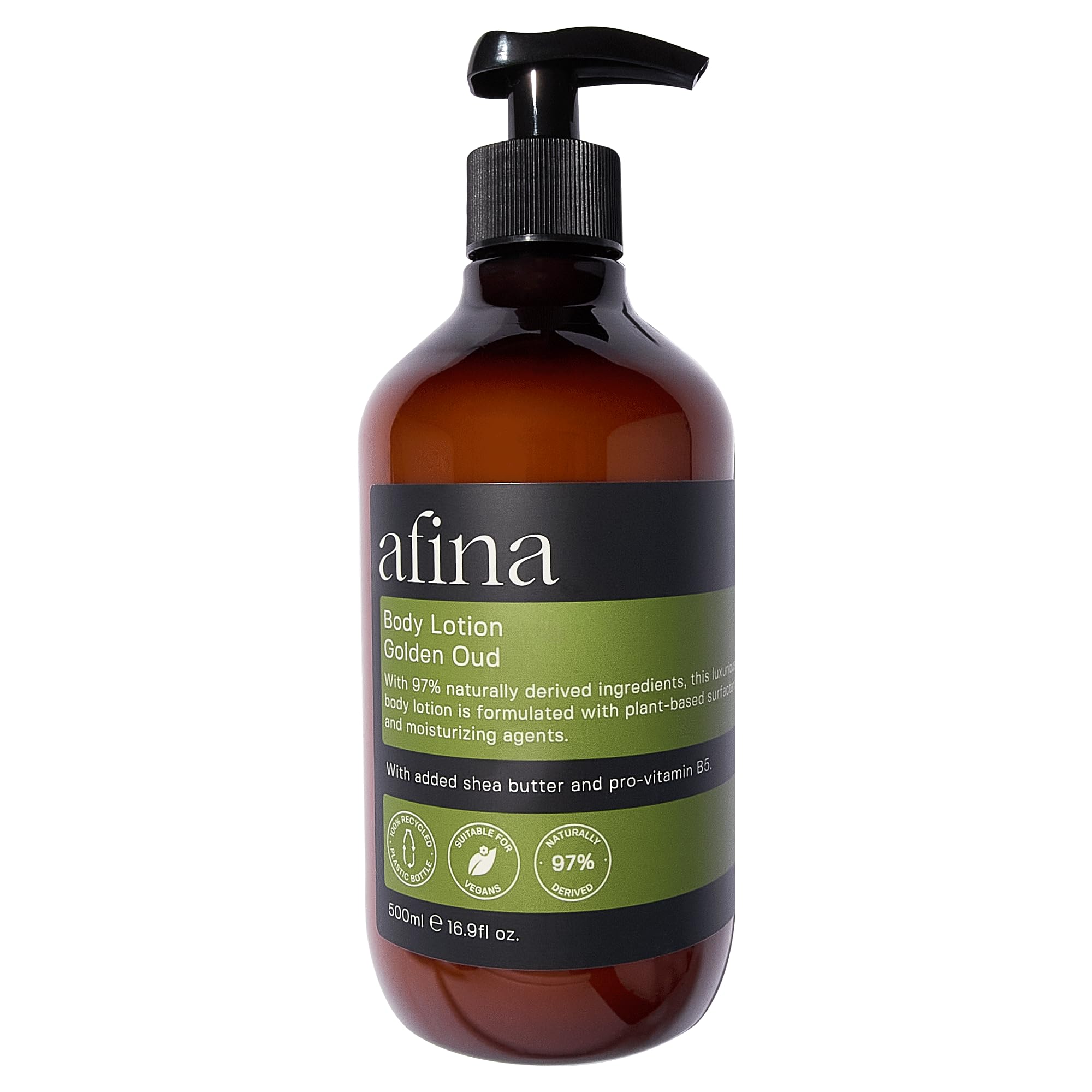 Afina Golden Oud Luxury Body Lotion, 500ml Body Lotion Bottle, Sensual Blend of Spicy