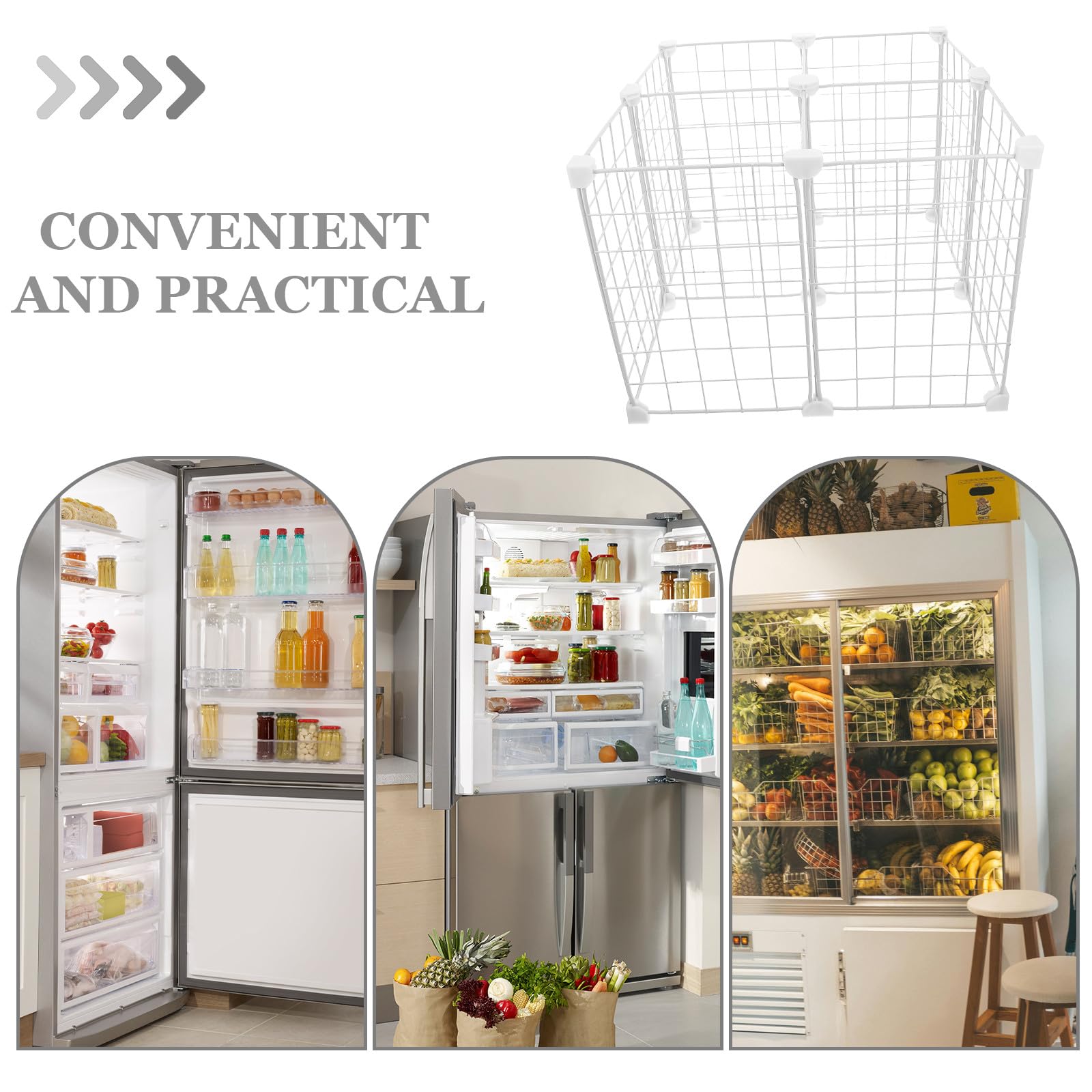 Organizer Congelatore con Divisori in Filo Metallico Regolabili Cestini in Rete Resistenti al Freddo per Frigorifero Separatori Stabili in Ferro per Conservazione Frutti di Mare e