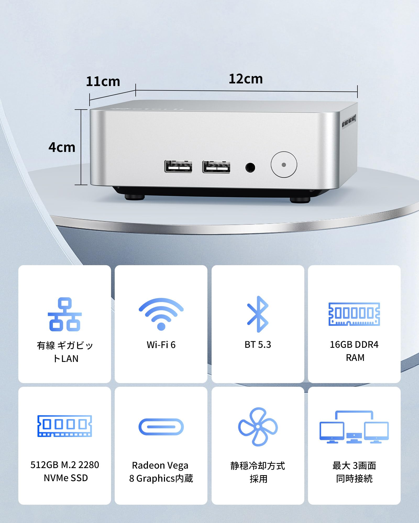 Amazon.co.jp: Getorli ミニpc Ryzen 5 3550H搭載 mini pc - 最大3.7