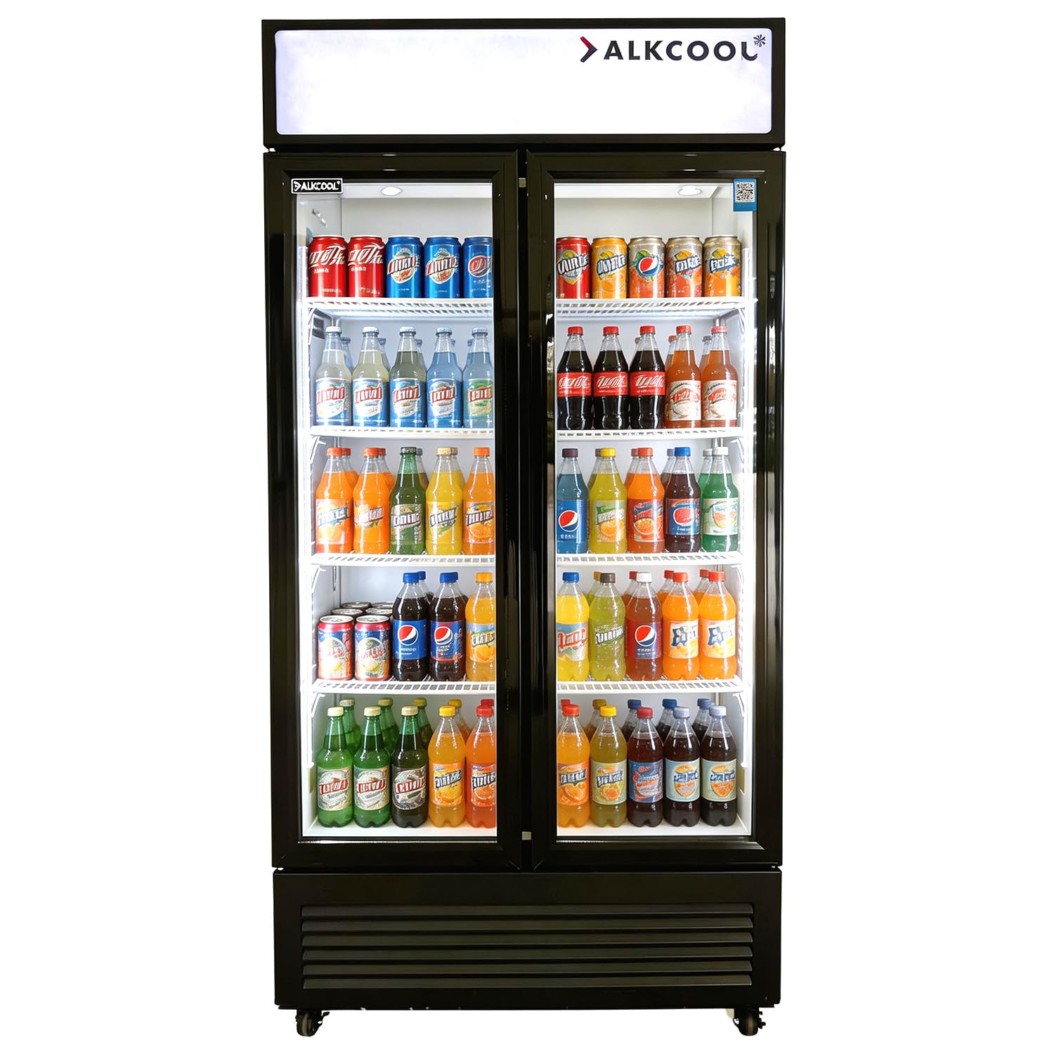 Commercial Beverage Refrigerator Display Fridge, Two Glass Door Upright Drink Cooler with LED Light Adjustable Shelves,ETL Sanitation,18.5 Cu Ft,35.6" Wide(Hinge Door