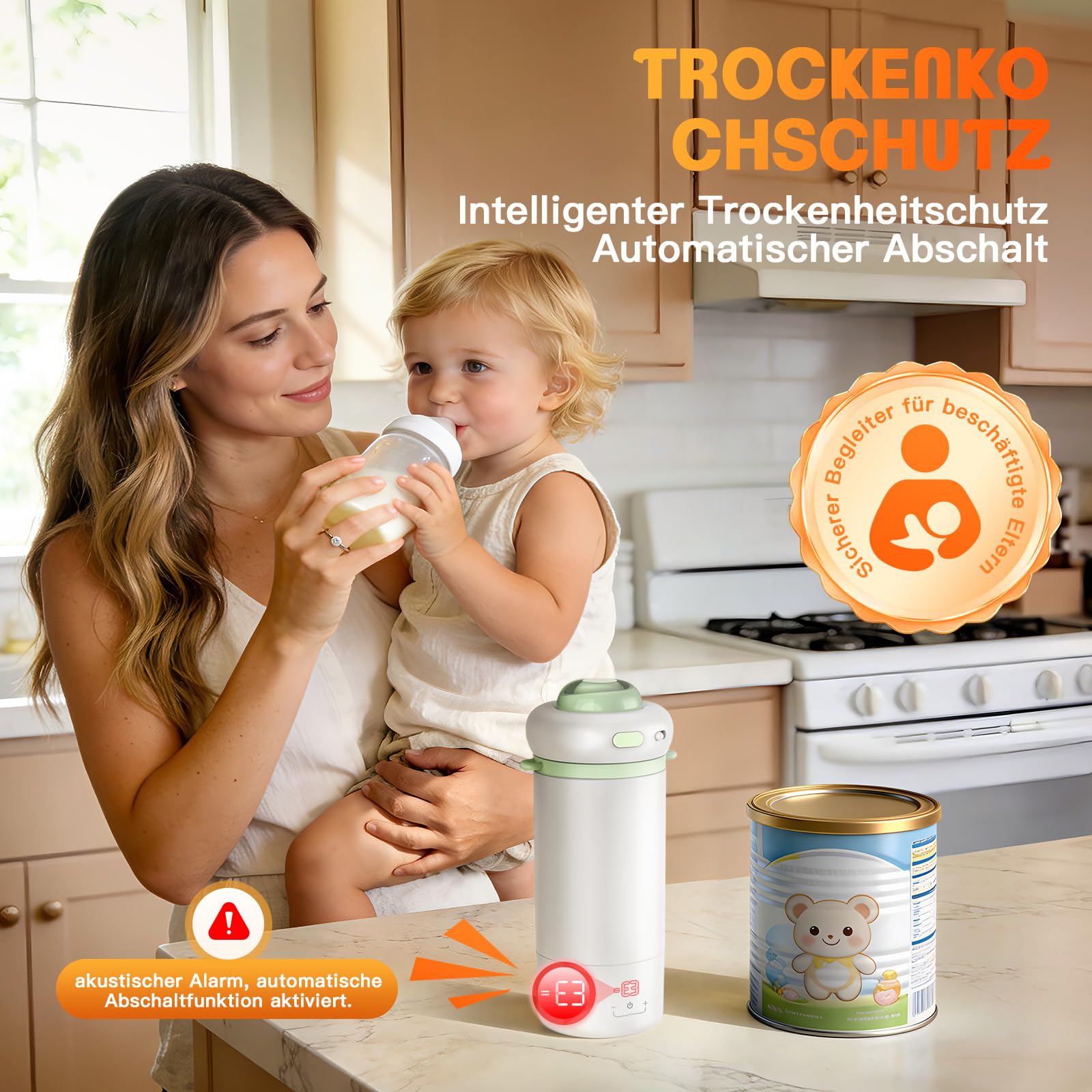 Chauffe-Biberon Portable ±1°C, Réchauffeur de Lait 500ml | Chauffe en 3 min, autonomie 8h, modes TDS & stérilisation, anti-fuite anti-sèche sans BPA idéal nomade