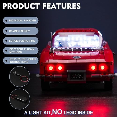 Miniatura 8 de BrickBling Kit de luz LED compatible con Lego 10321 Chevrolet Corvette Toy Car, versión de control remoto, iluminación compatible con Lego Corvette,