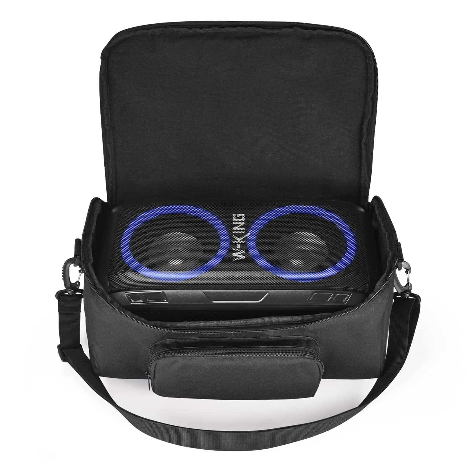 Case Tote Bag for W-KING T9-2 80W Bluetooth Speaker,T9-2 Portable Travelling Carrying Shoulder Bag,Extra Storage Pockets for Microphone,Remote,Cables and Accessories(Black)