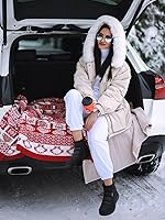 Vista 6 de TEMOFON Botas de nieve de invierno para mujer botas anchas con forro de piel cálida con forro de piel negra, cómodas botas planas para caminar al