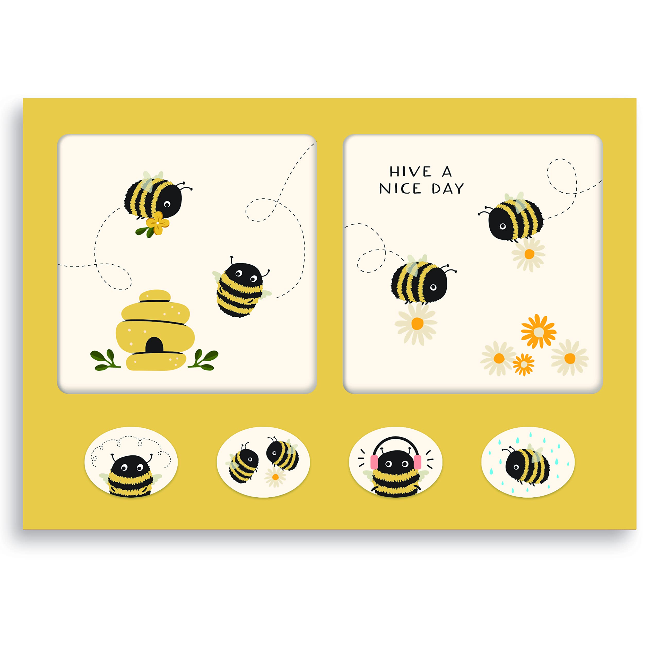 Studio Oh! Buzzy Bees Blank Note Card Set with Envelopes and Stickers 12 Pack Assorted Greeting Cards, 260 GSM Textured Paper Stationery for Thank You Cards, Birthday Cards, Gift Card Envelopes