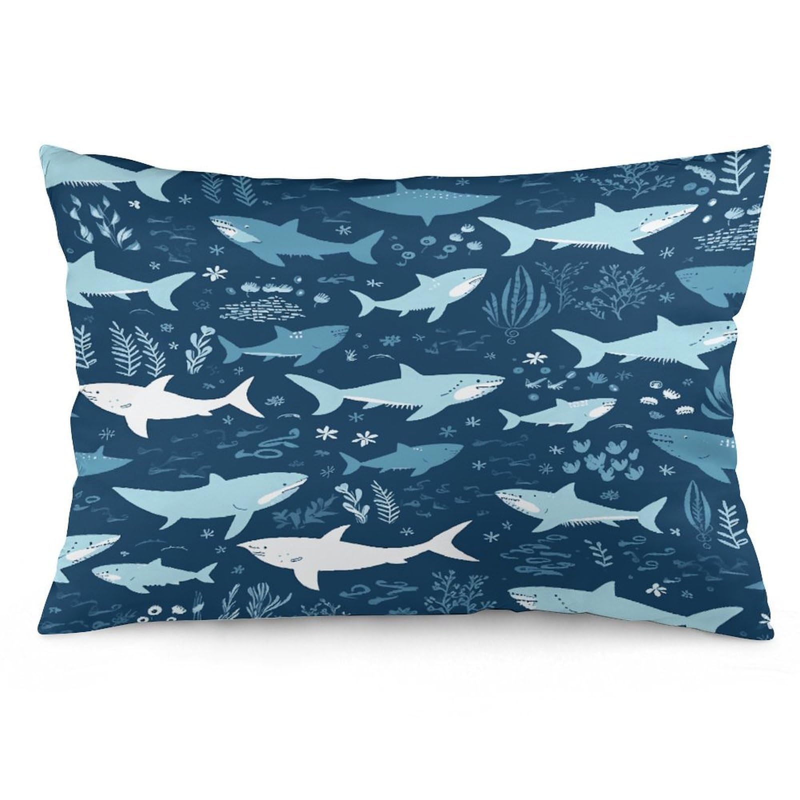Sharks Throw Pillow Covers with Silent Zipper Polyester Pillow Protectors Removable Pillow Cases Soft Pillowcase Cozy Pillow Sham Cushion Cover for Sofa Car Bed 20"x30"