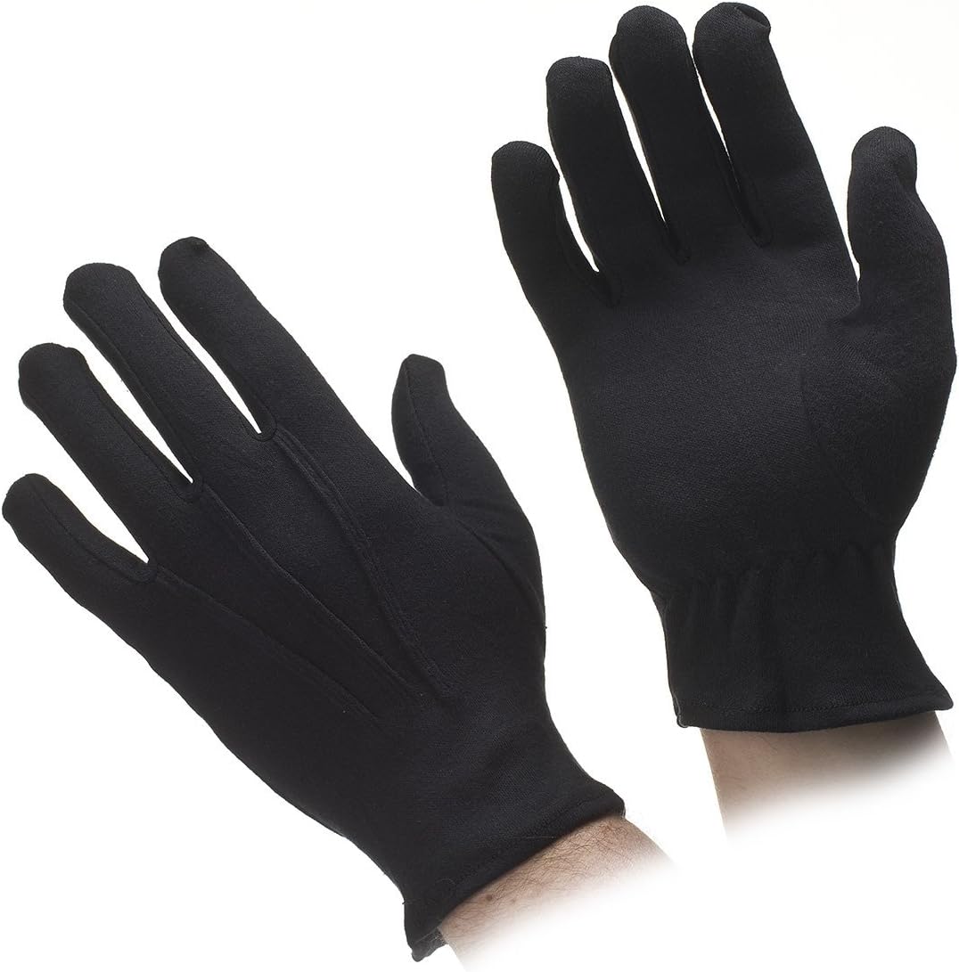 White Cotton Gloves. Black Cotton Gloves