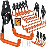 HUPBIPY 12 Pack Heavy Duty Garage Hooks - Anti-Slip Steel Wall Mount Storage for Tools, Ladders, Bikes, Hoses & More
