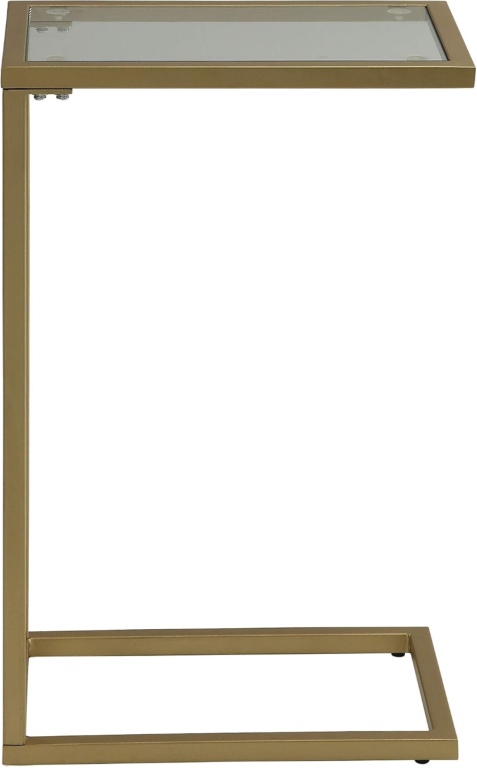Carolina Chair & Table Ashley Rectangular C Shaped End Table - Tempered Glass Top and Metal Side Tables - Modern Accent Furniture for Living Room, Family Room, Bedroom or Office (Gold)