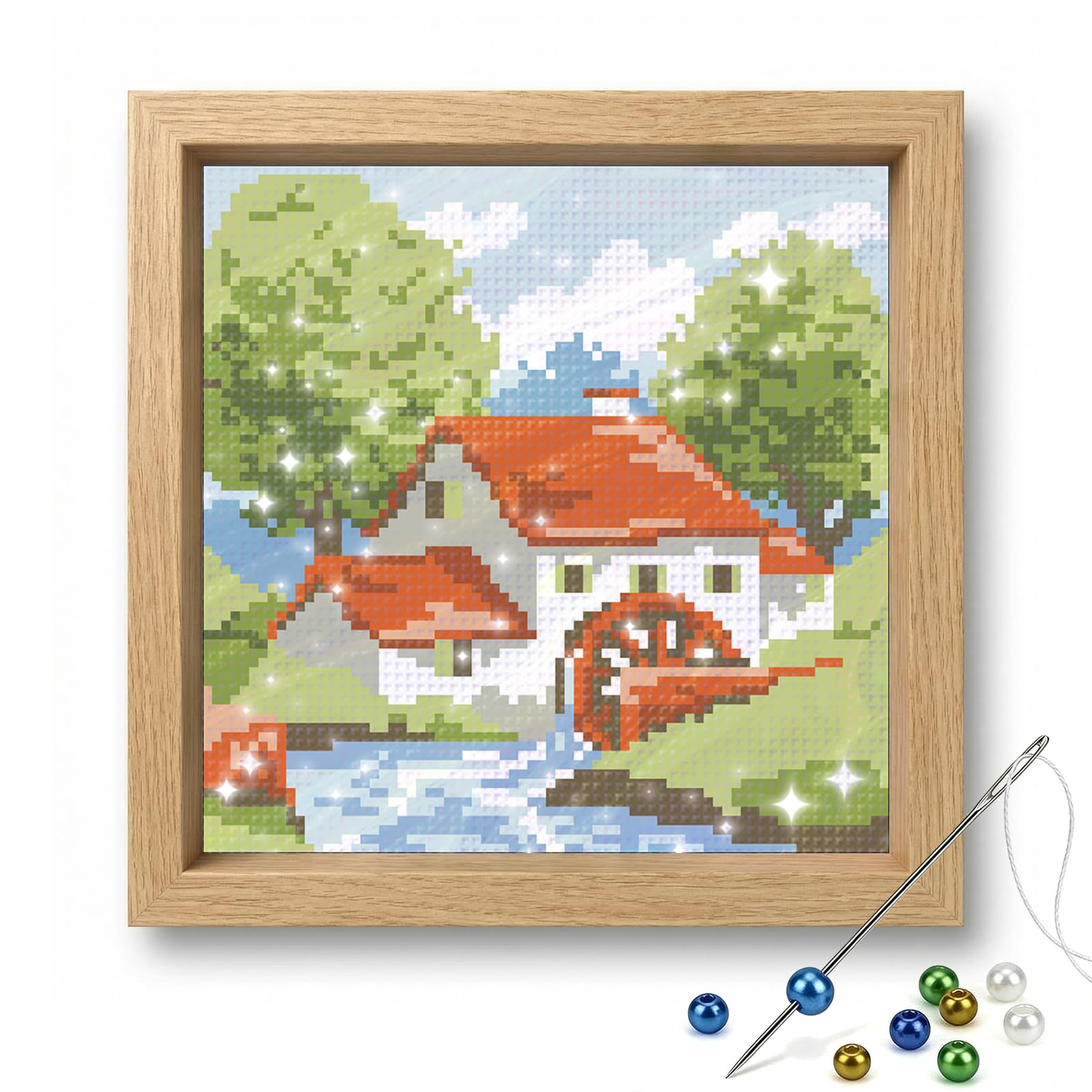 Country Cottage Watermill 9 CT DIY haft koralikowy zestaw 21x21 cm