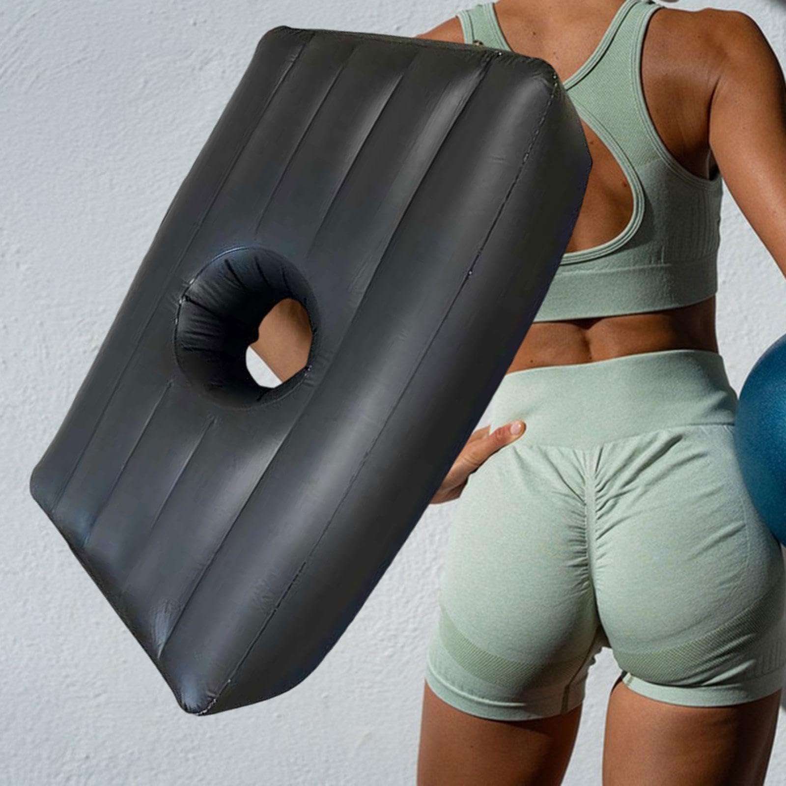 Oshhni Colchón para Embarazo, Cama de Recuperación para Levantamiento de Glúteos con Orificio para Dormir, Almohada Inflable Multiusos para Embarazo, Dormito, negro