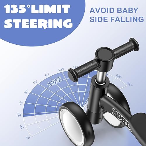 Miniatura 5 de POBLON Colorful Lighting - Bicicleta de equilibrio para bebés de 1 año, bicicleta para niños de 12 a 24 meses con 4 ruedas y asiento suave, regalo