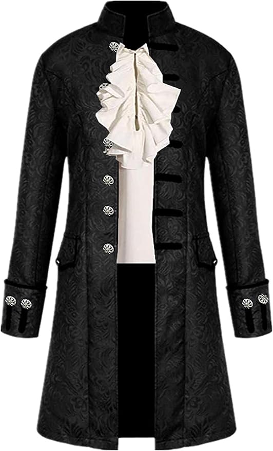 Inmeilifus Men's Steampunk Jacket Tailcoat Halloween Costumes Victorian Coat Gothic Cosplay Vintage Frock Coat Uniform