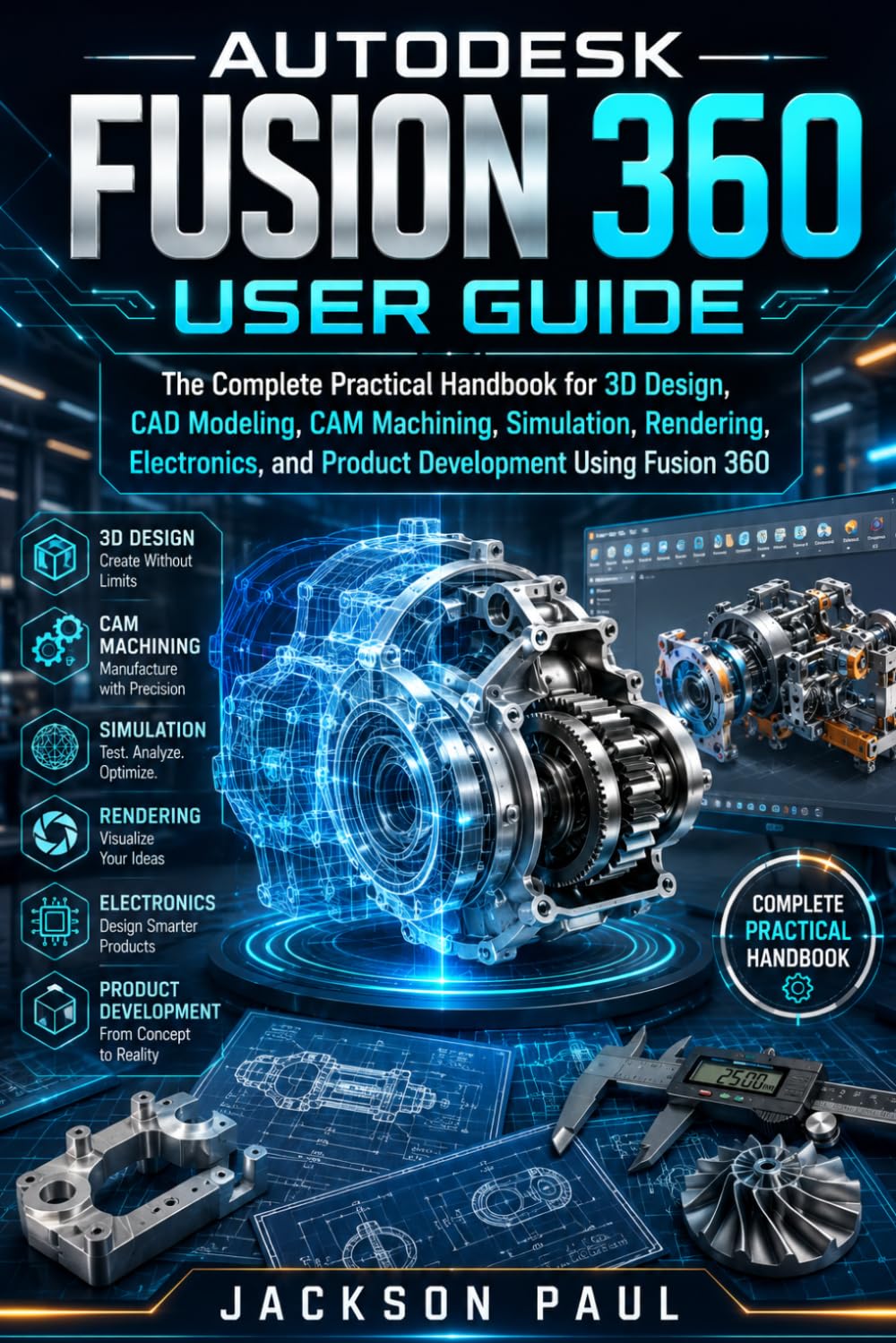 AUTODESK FUSION 360 USER GUIDE: The Complete Practical Handbook for 3D Design, CAD Modeling, CAM Machining, Simulation, Rendering, Electronics, and Product Development Using Fusion 360