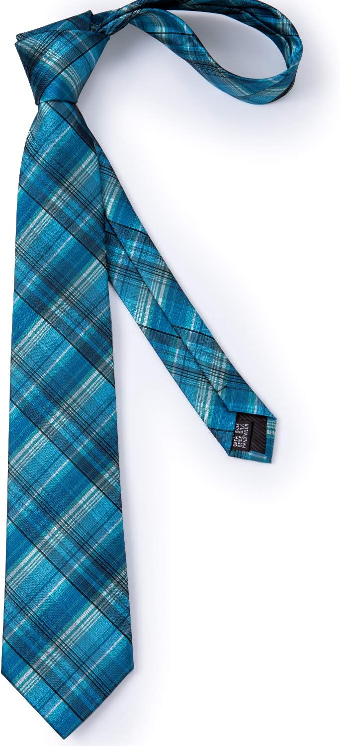 DiBanGu Extra Long Tie for Men Silk 63" XL Necktie and Pocket Suqare Cufflinks Set Mens Big and Tall Tie Wedding Party - Image 3