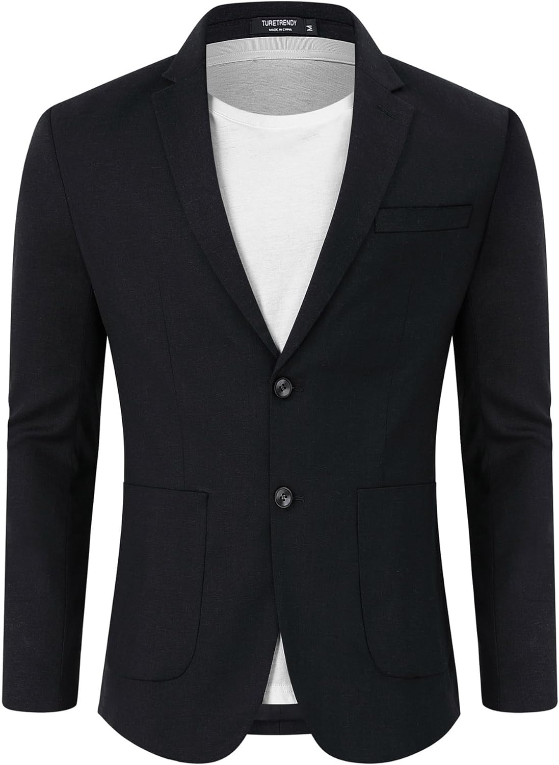 TURETRENDY Men's Casual Blazer Linen Sport Coat Two Button Lightweight Jackets Business Daily Suit