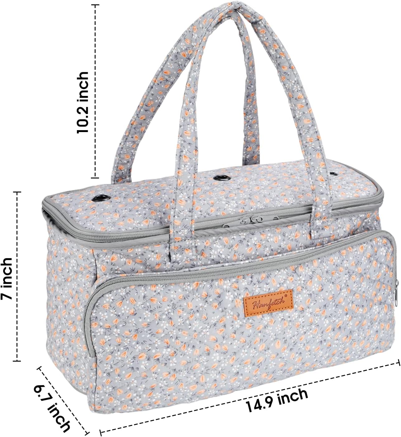 Yarn Bag-Yarn Storage Organizer with Grommets-Portable Crochet Bag for Yarn Skeins-Crochet Hooks-Knitting Needles -Other Accessories (Tulip-Orange)