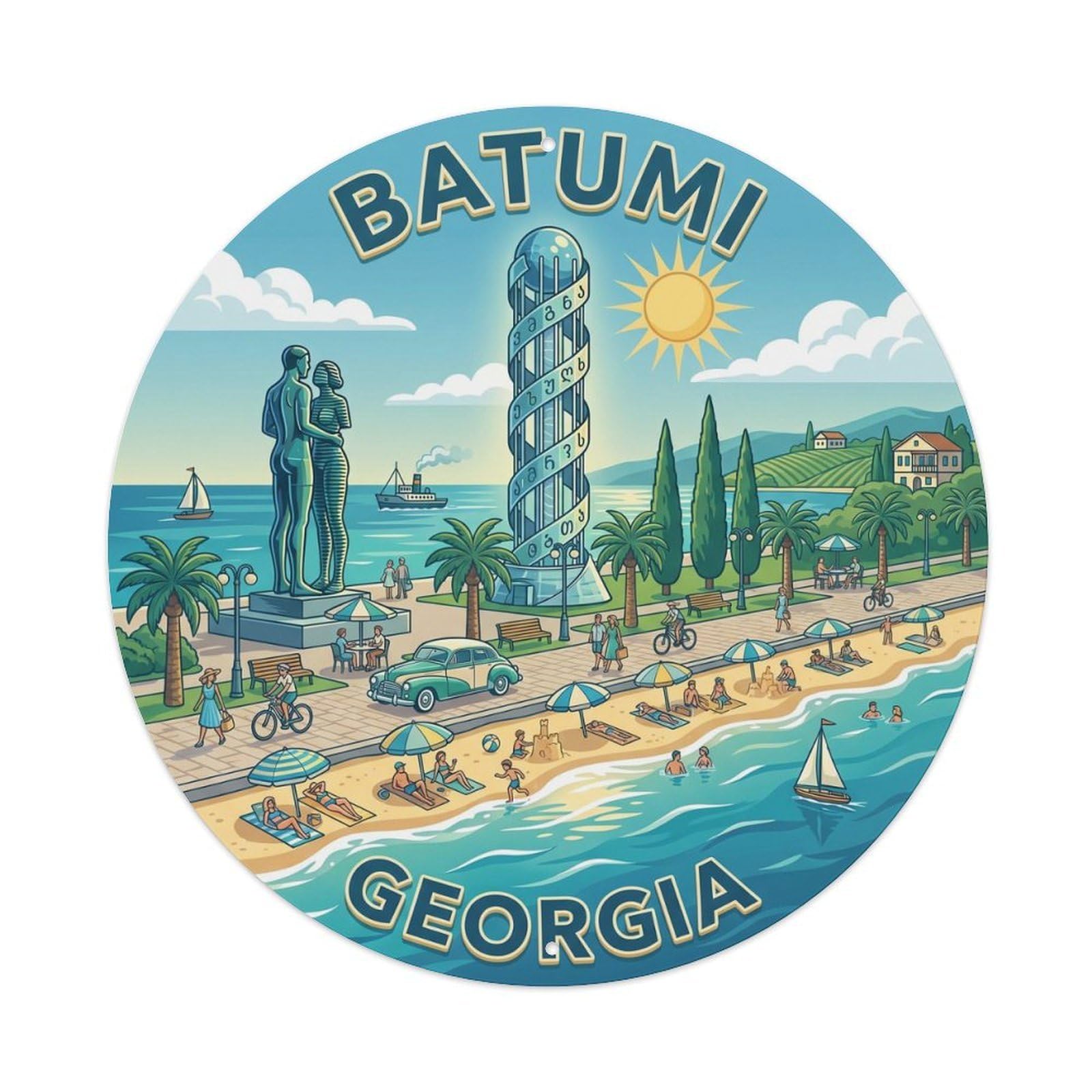 Yrnq 8X8inch Vintage Style Vintage Travel Georgia Batumi Boulevard Metal Tin Sign