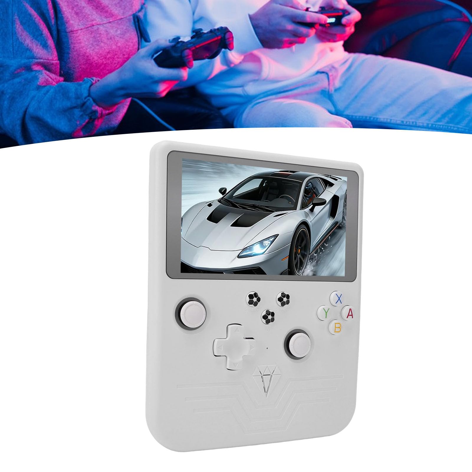 Cuifati R60MAX Retro-Handheld-Spielekonsole, 4 Zoll 1280 X 720 IPS-Bildschirm, 6000 MAh akkus und 128 GB, Eingebaut in Tausenden von 2D-3D-Klassikern, Open-Source-Linux-System, Geschenke (White)