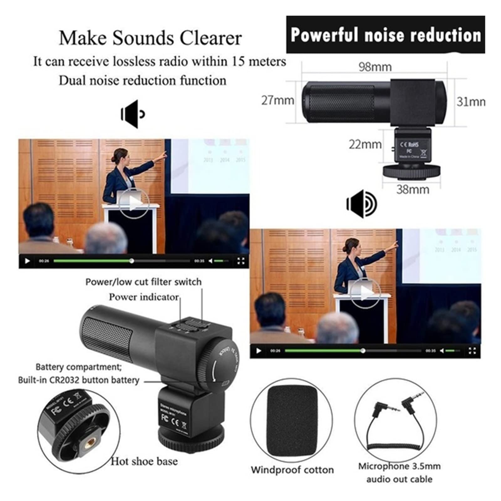 Macchina fotografica digitale, Videocamera 4K Videocamera Videocamera digitale Vlog Videocamere Touch screen da 3,0 pollici Visione notturna Telecamera Microfono esterno(32GB SD Card)