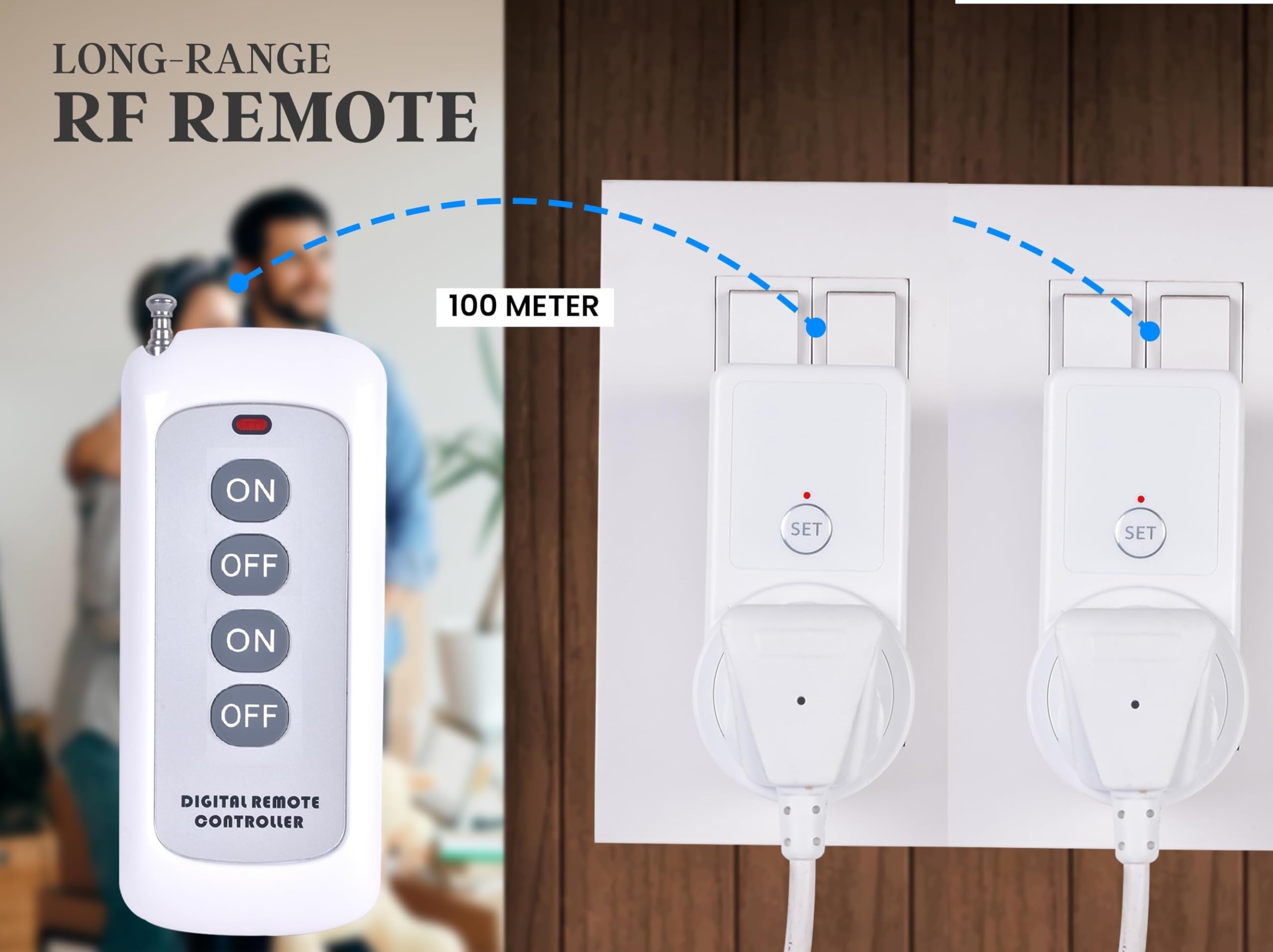 Blackt Electrotech BT16H | 3-Pin Wireless RF Remote Control Power Outlet Switch Socket | 230V 10A Plug with 1 Remote | 100m Range | for Light, Fan, TV & Appliances (2 Socket + 1 Remote) 1