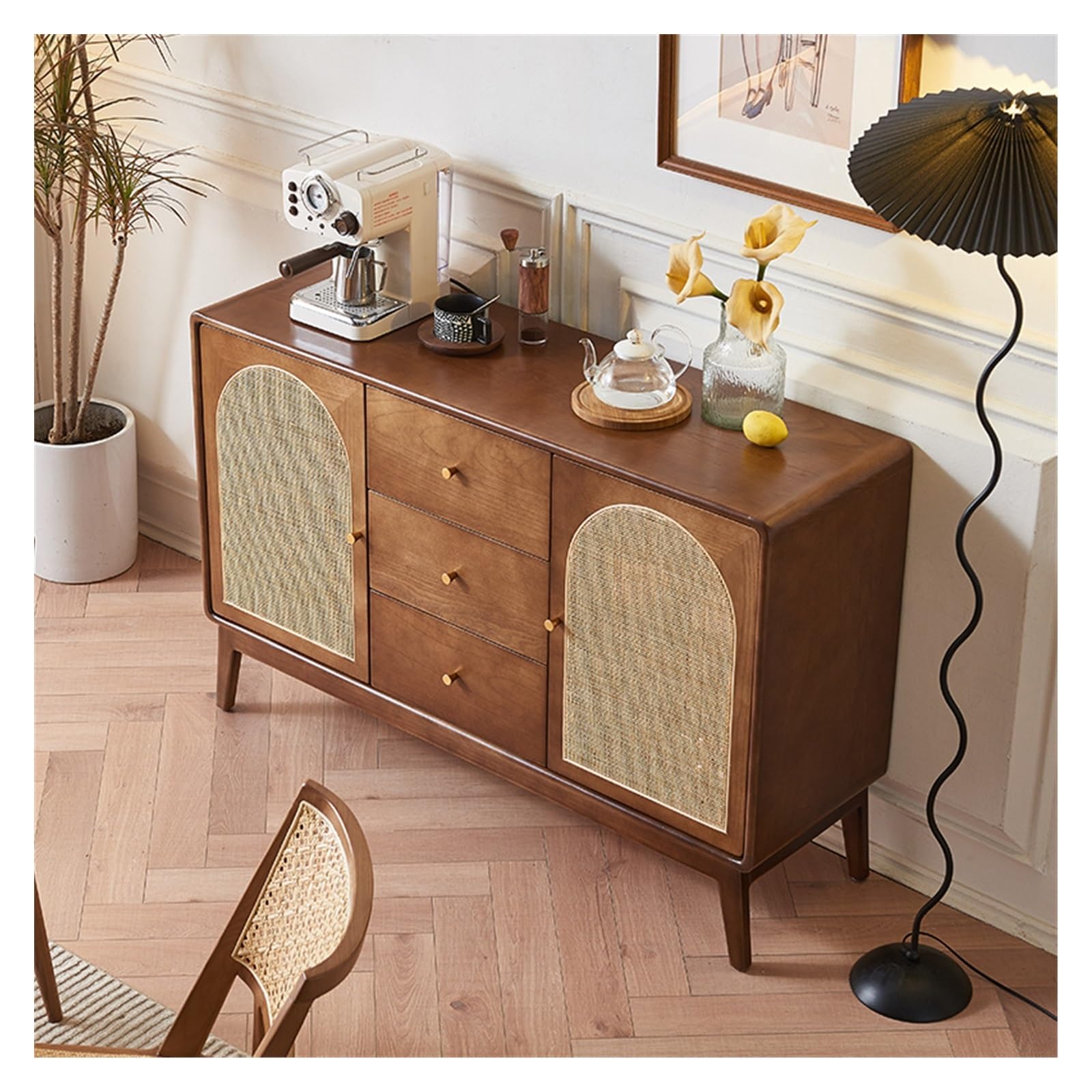 Armadio cucina Credenza in legno di rattan for la casa stoccaggio