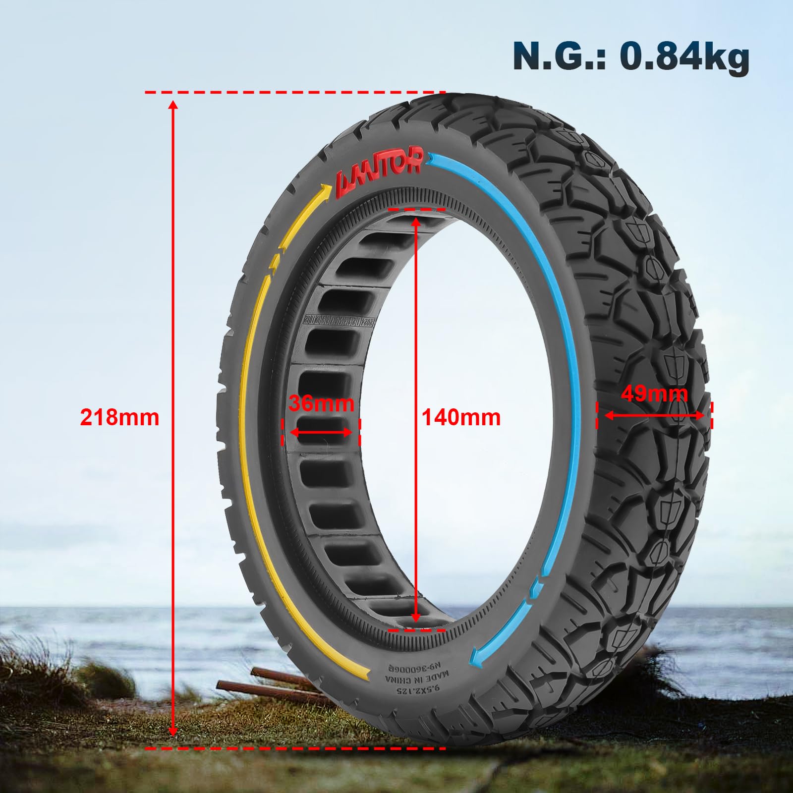 Neumáticos sólidos de goma maciza de 9,5 x 2,125 pulgadas, neumáticos sólidos de 9,5 pulgadas, se utiliza para la conversión de un scooter de 8,5 pulgadas utilizado para Xiaomi M365