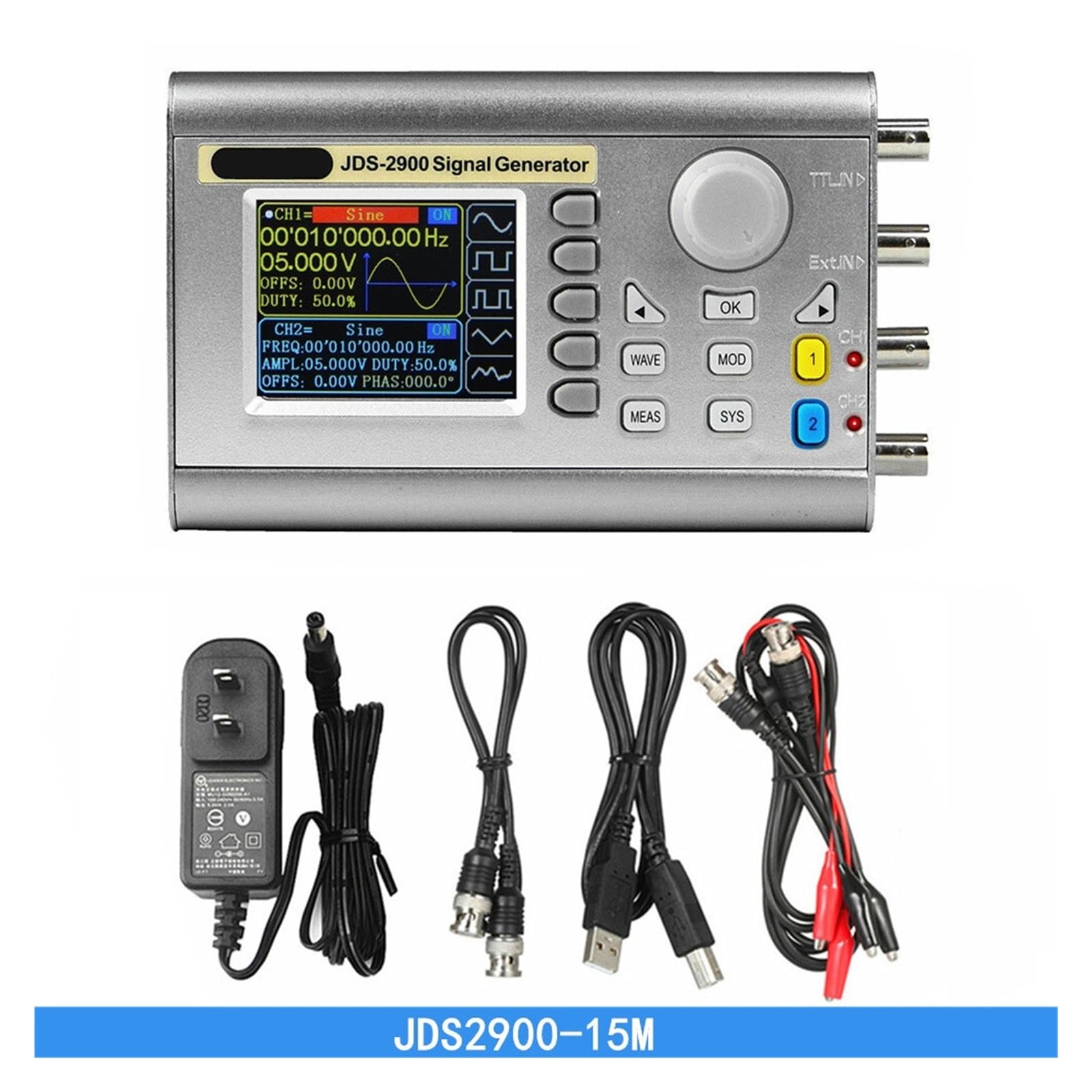 Generador de señales función dual DDS JDS2900 15/30/40/50/60MH/z, generador forma onda arbitraria, fuente y contador frecuencia(JDS2900-15M)