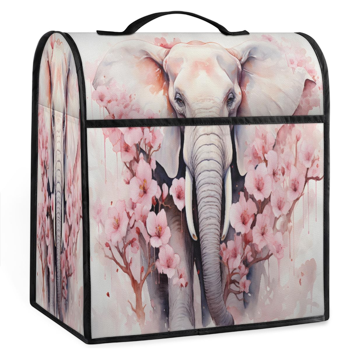 Coffee Maker Cover Flower Elephant Pattern Kitchen Appliance Covers Small Appliance Covers Blender Cover Juicer Cover Dust Covers for Kitchen Appliances with Top Handle and Pockets,Washable,C894