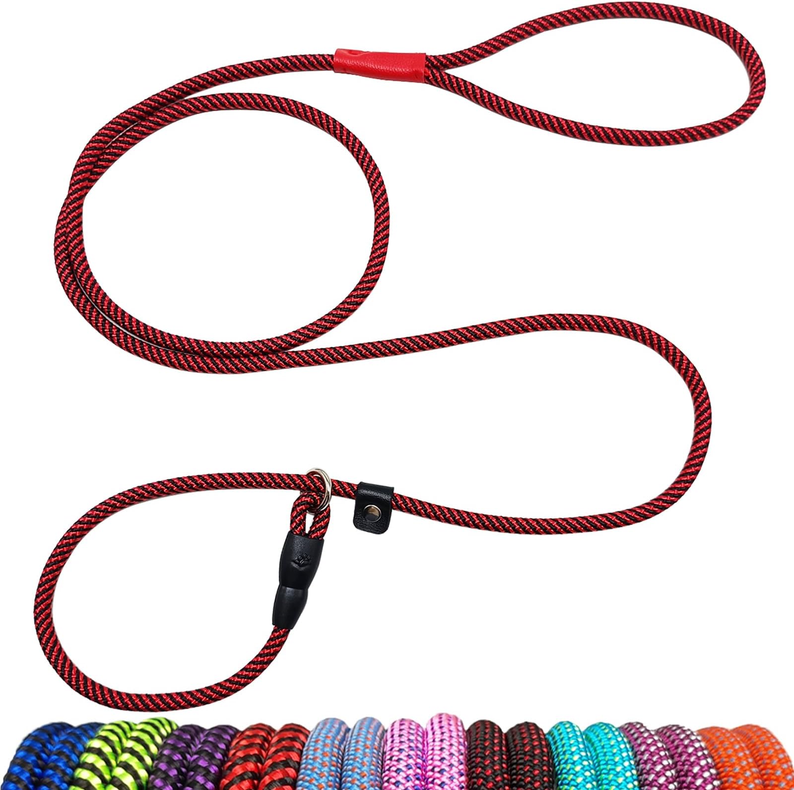 Rope Dog Leash Slip Lead, 5 Ft Pet/Puppy Training Leash 1/4" Thin Nylon, Adjustable Pet Collar Lead for Small and X-Small Dogs