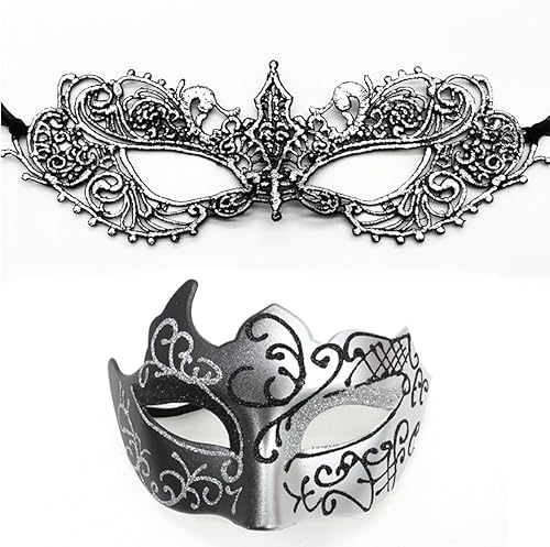 Miniatura 8 de Máscara de mascarada para parejas, máscara de ojos de encaje para carnaval veneciano, máscara de Halloween, máscara de fiesta de baile, disfraz de